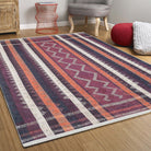 Afaf Turkish Orange Black Beige Kilim Rug-Fame Rugs-2'x3'ft 60x90cm-fame