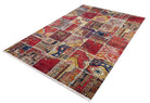 Afya Red Turkish Patchwork Rug-Fame Rugs-2'x3'ft 60x90cm-fame