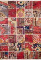 Afya Red Turkish Patchwork Rug-Fame Rugs-2'x3'ft 60x90cm-fame