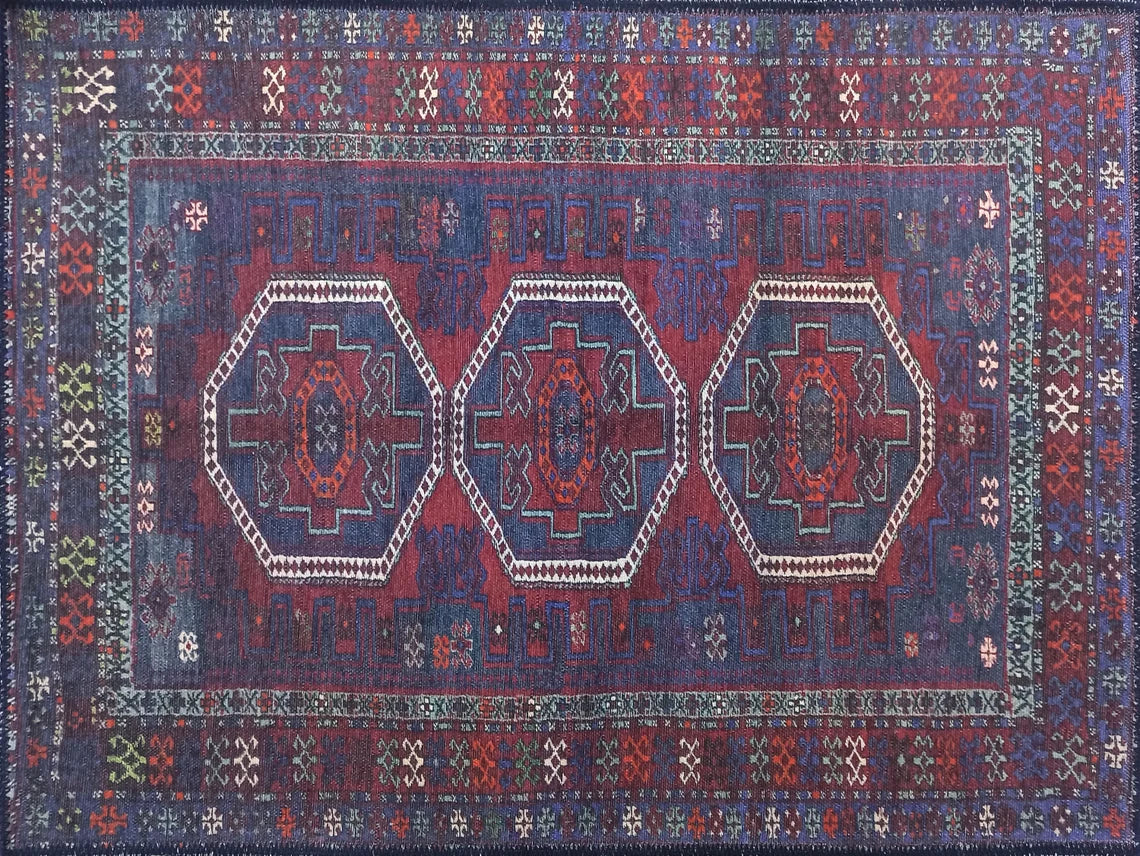 Rofa Runner Afghan Navy Blue Red Baluch Runner – Fame