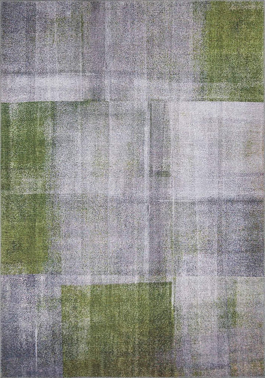 Tapis contemporain moderne gris vert Piana