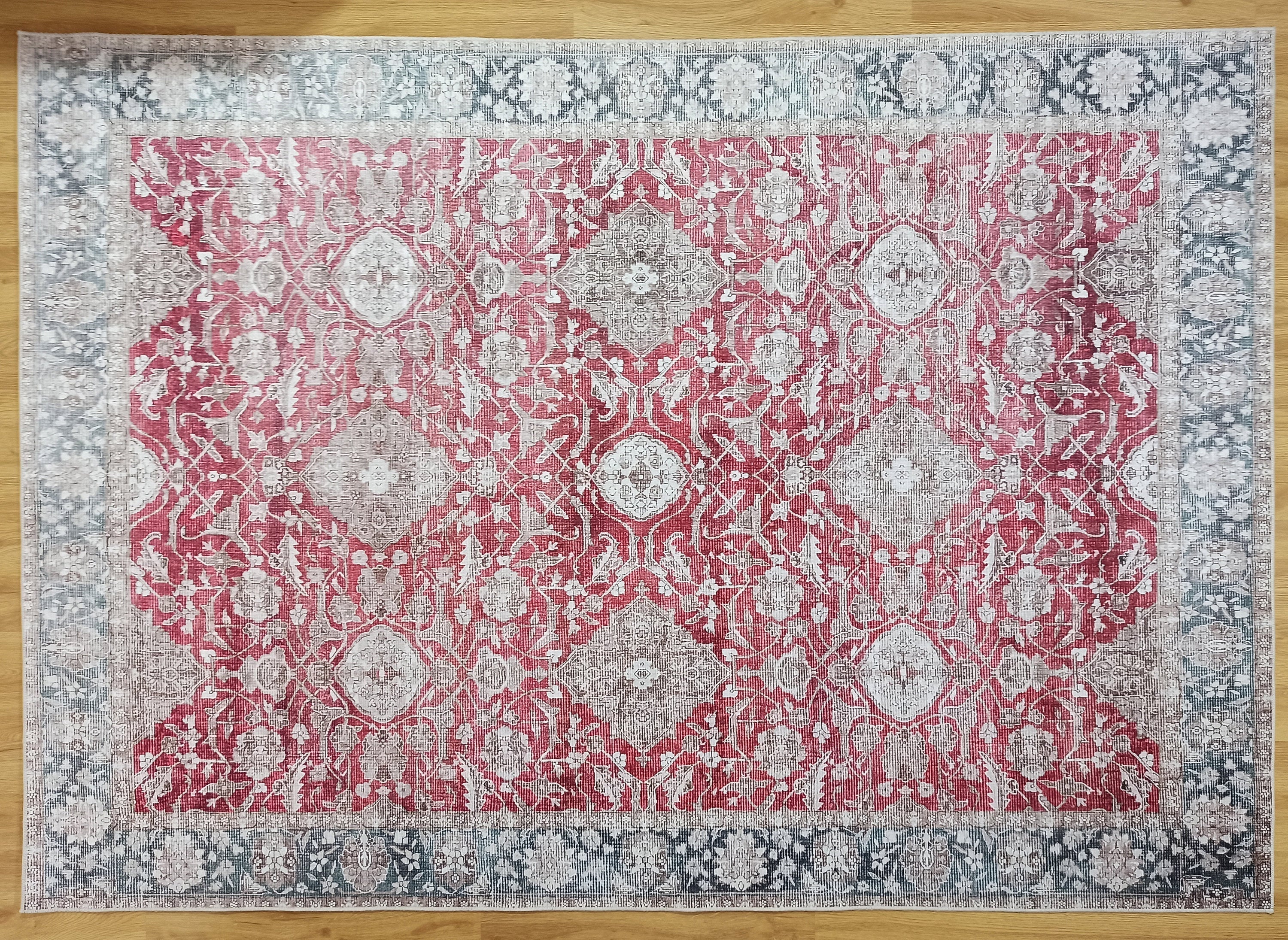 Dada Persian Vintage Red & Neutral Gray Rug - famerugs