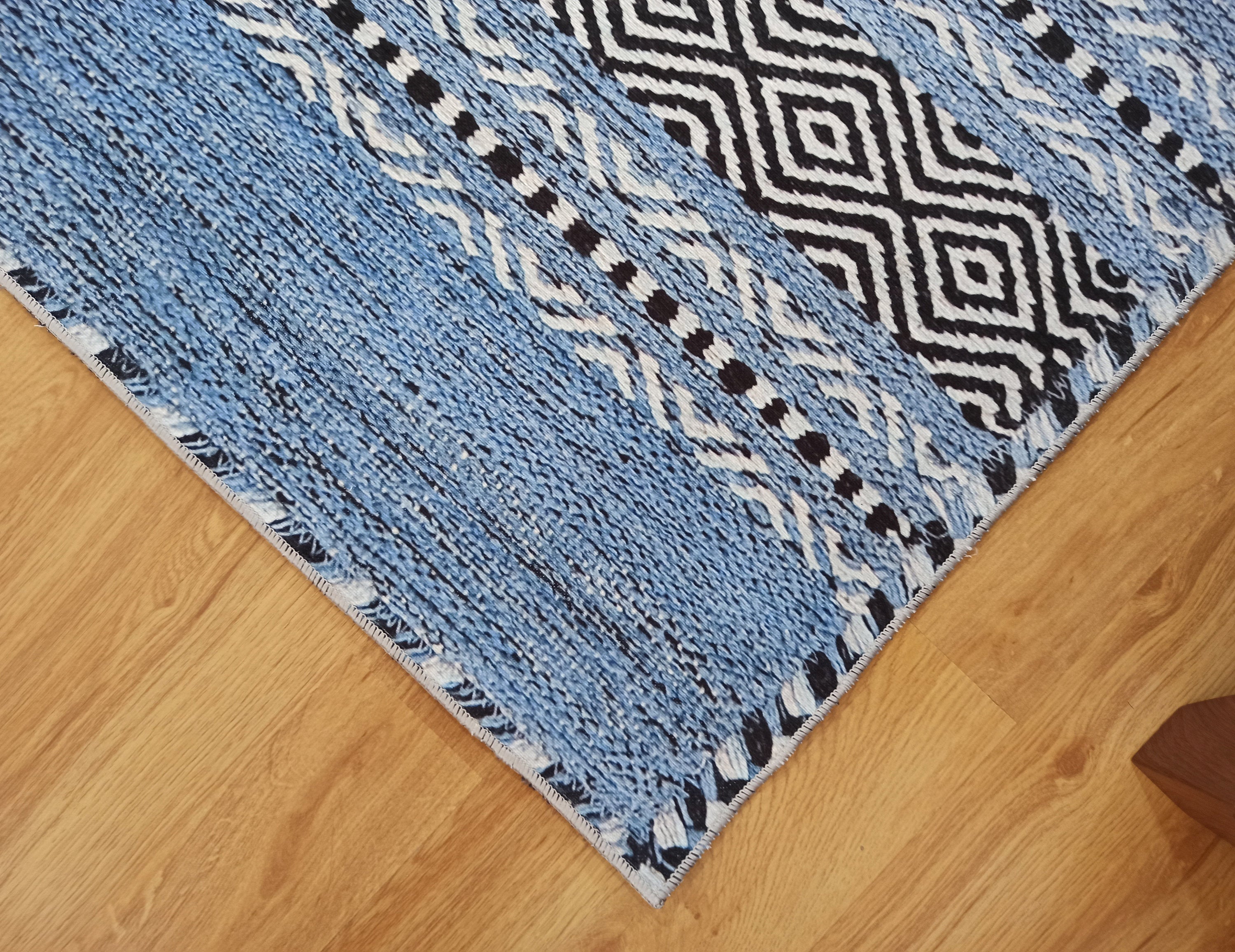 Elise Rug Turkish Blue Gray Modern Rug - famerugs