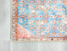 2x3 Persian Rug, Vintage Blue Faded Blush Terracotta Entryway Bedside Door Floor Mat Safe Entry Non slip Bath Kitchen Doormat Boho Soft Rugs