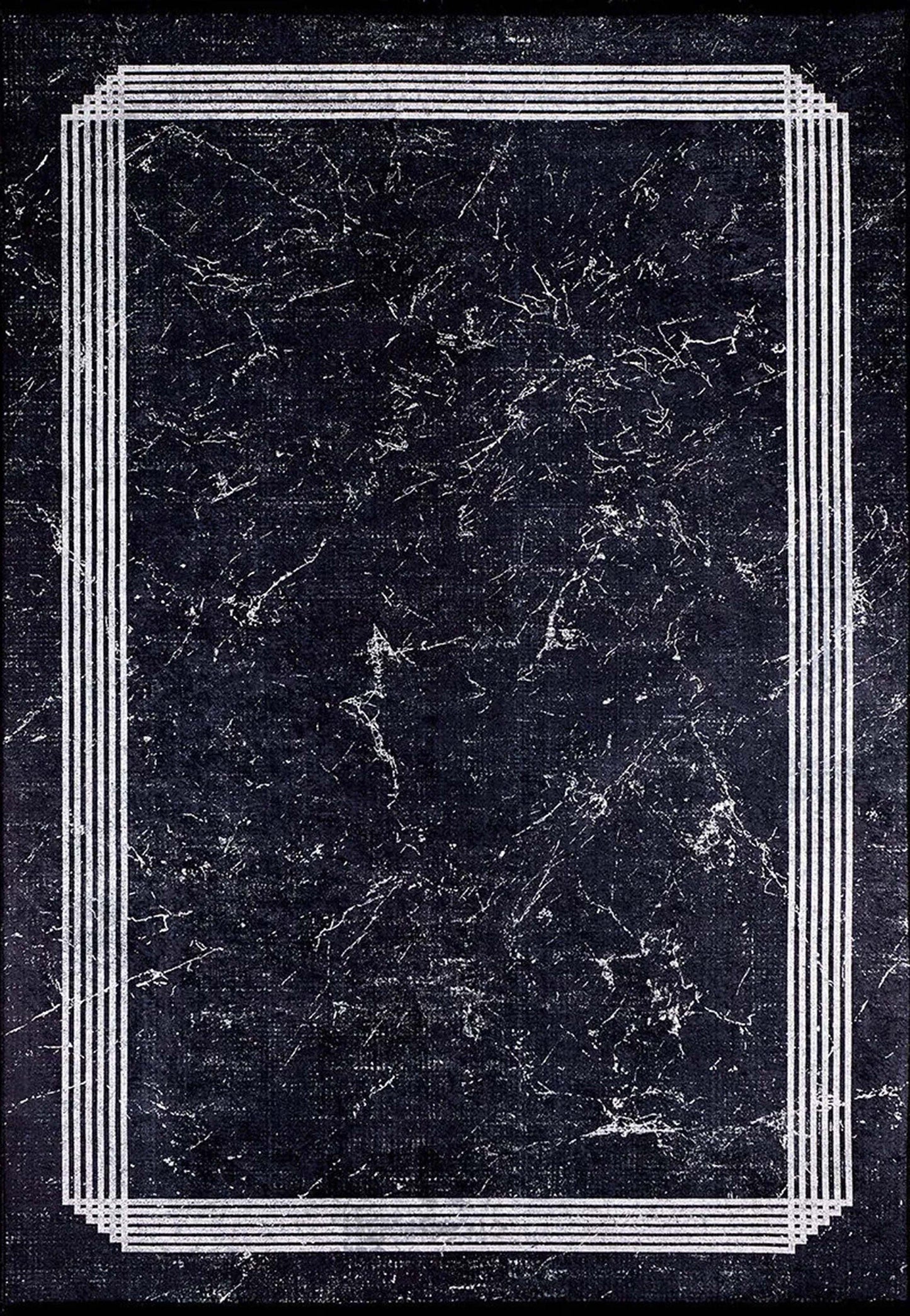 Tapis turc moderne en marbre noir Mora