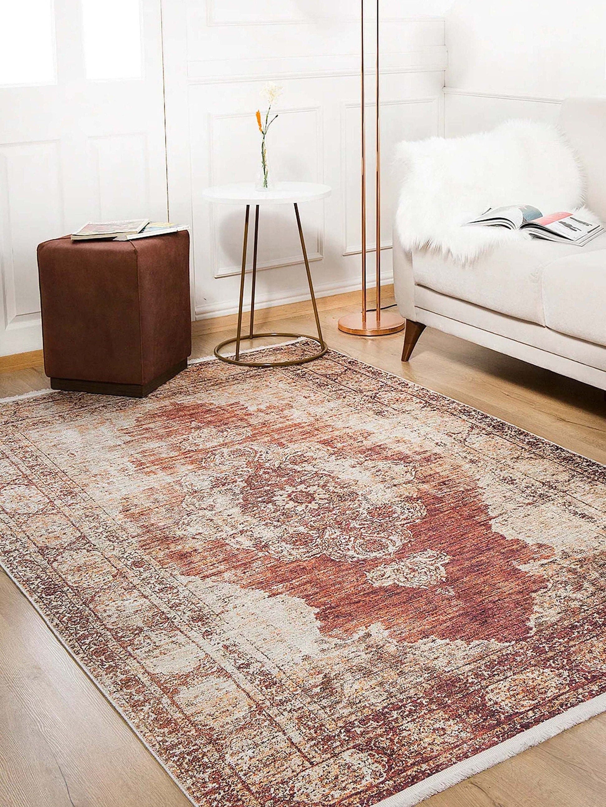 2x3 Turkish Beige Rug, Rust Small Area Rugs 3x5 4x6 Traditional Vintag –  Fame
