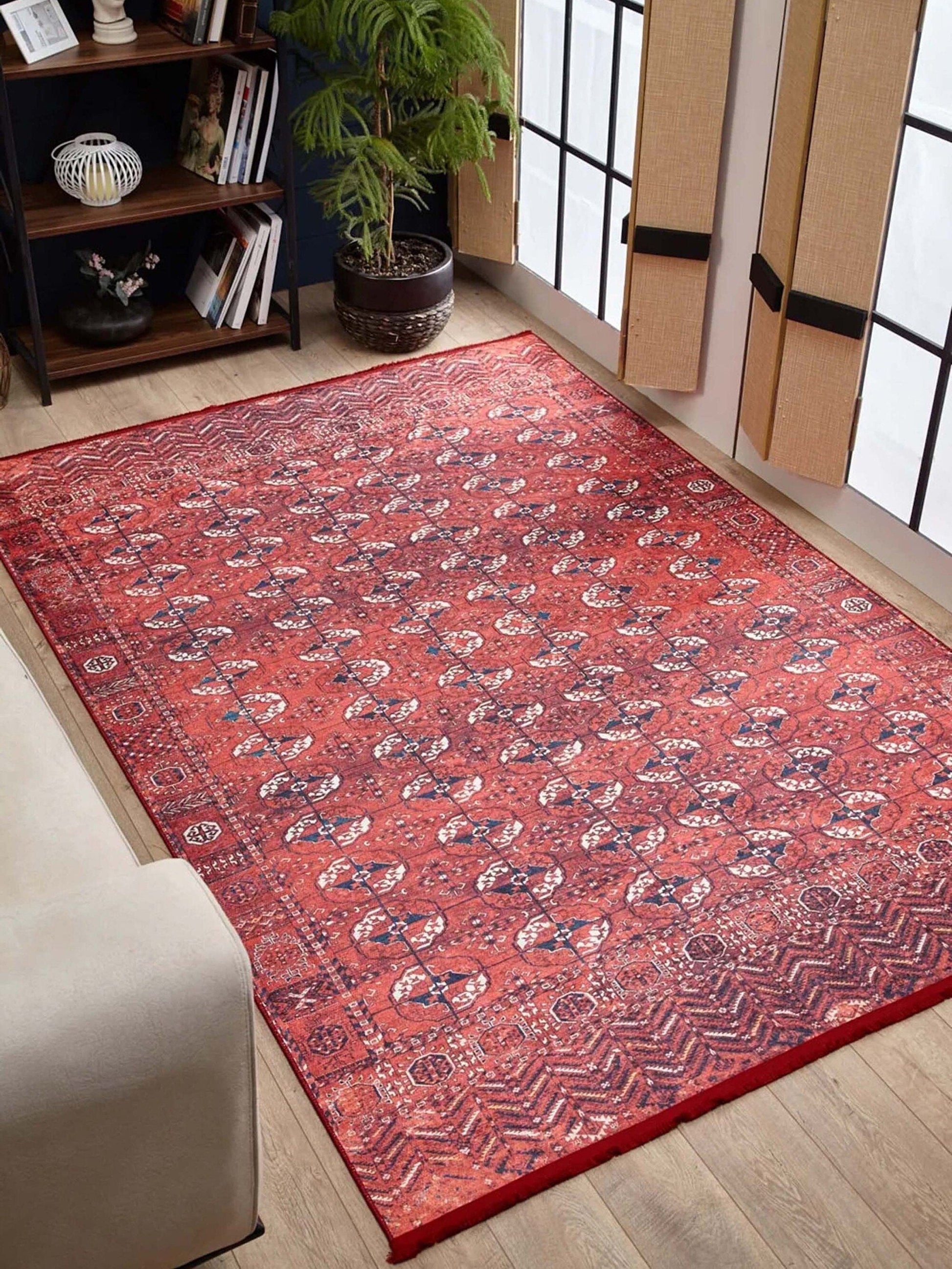 2x3 Red Afghan Rug, Small Area Rugs 3x5 4x6 Oriental Traditional