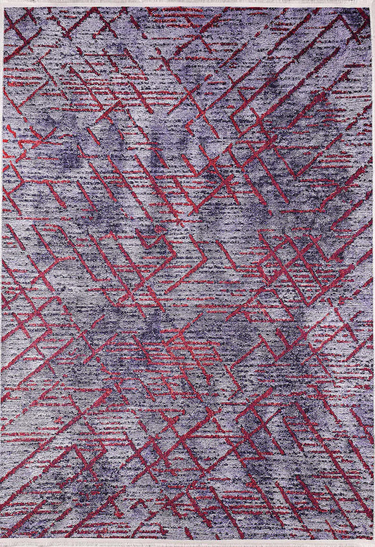 Yaz Distressed-Teppich in Marineblau und Rot