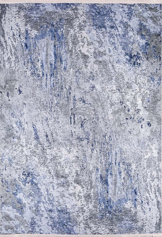Tapis abstrait bleu gris Saka