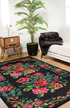 Floria Rose Black Karabagh Kilim Rug - famerugs