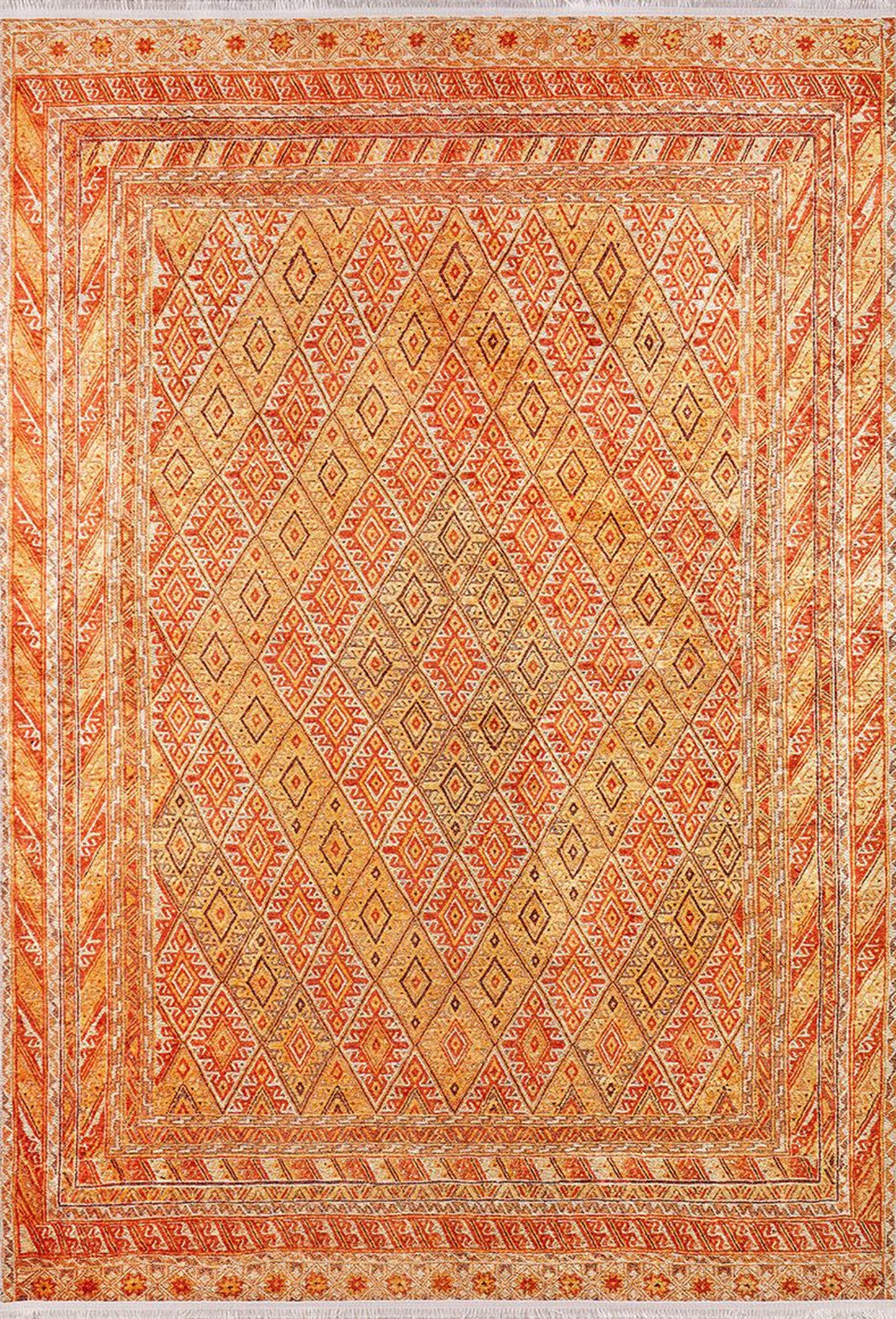 Türkischer Kelim-Teppich von Orish in Orange und Gelb