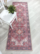 Hiba Runner Oriental Hot Pink Red Medallion Runner Rug - famerugs