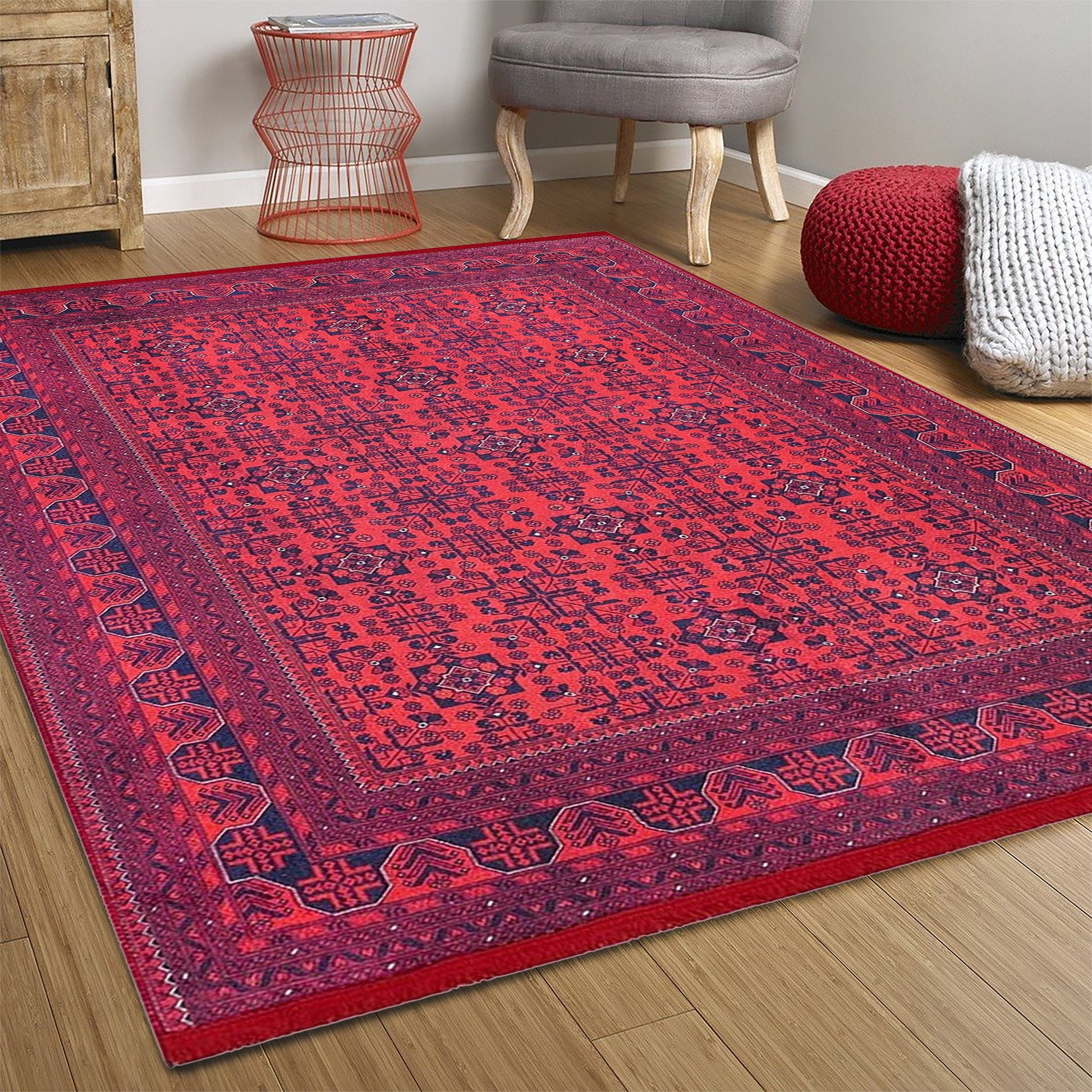 2.5'x4' Handmade Silk Rug Red All-Over Tapestry Living Room Durable Carpet  H174B