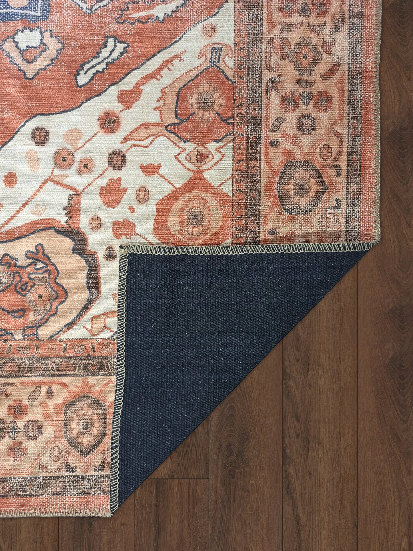 Tapis vintage persan en terre cuite, nuances d’orange brûlé avec une touche de brun oriental antique Heriz inspiré tapis salon chambre à coucher